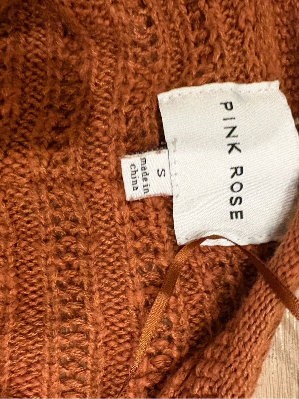 Pink Rose Ribbed Turtleneck Sweater - Rust - Picture 2 of 3